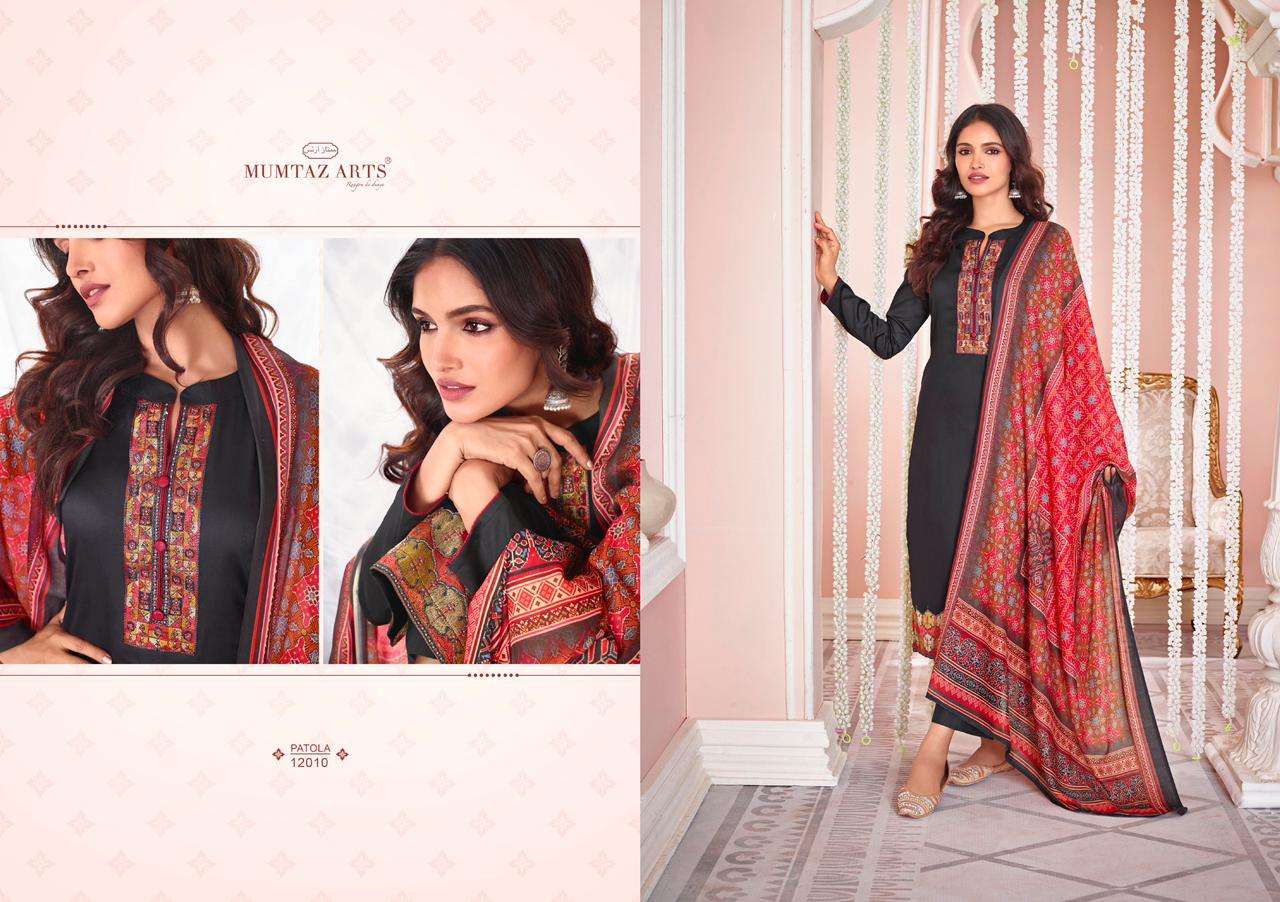 MUMTAZ ARTS PATOLA JAM SATIN DIGITAL PRINTED EMBRODERY WORK UNSTITCEHED SALWAR KAMEEZ CATALOGUE 