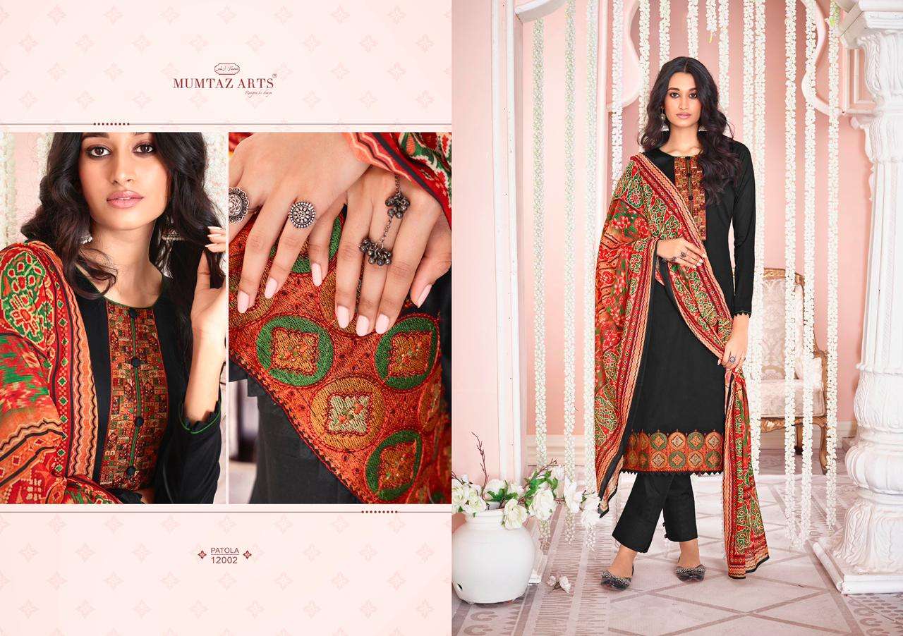 MUMTAZ ARTS PATOLA JAM SATIN DIGITAL PRINTED EMBRODERY WORK UNSTITCEHED SALWAR KAMEEZ CATALOGUE 