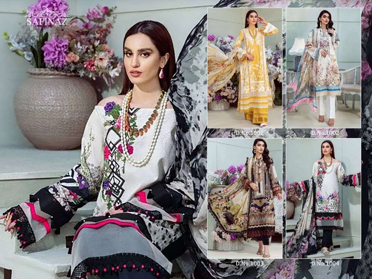 SAFINAZ MARIYA B VOL 6  LAWN COTTON DIGITAL PRINTED WITH EMBRODERY PATCH WORK PAKISTANI SUIT WHOLESALE CATALOGUE 