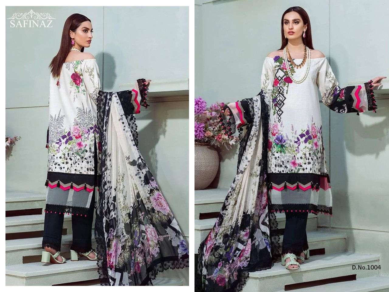SAFINAZ MARIYA B VOL 6  LAWN COTTON DIGITAL PRINTED WITH EMBRODERY PATCH WORK PAKISTANI SUIT WHOLESALE CATALOGUE 