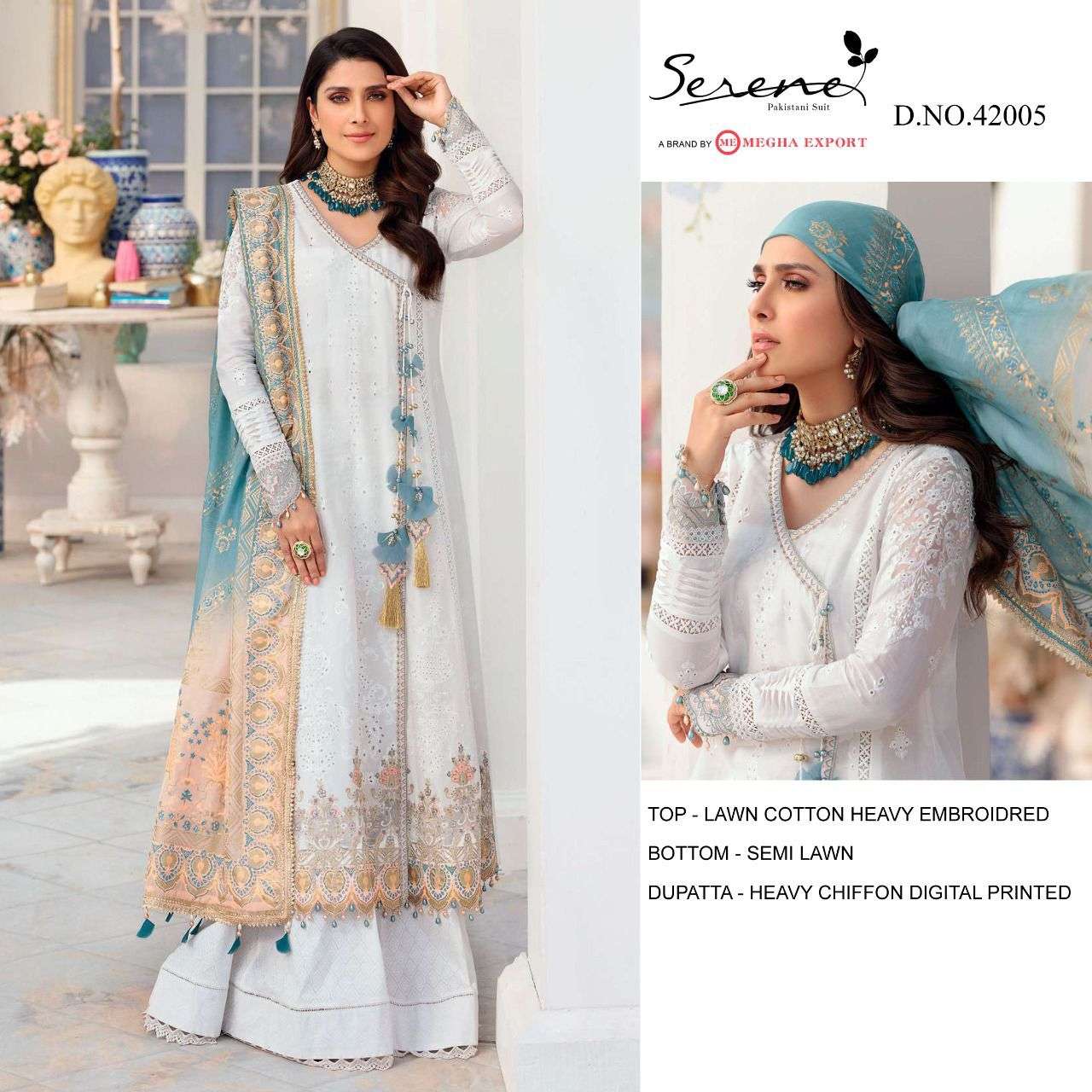 SERENE NOOR VOL 3 LAWN COTTON DIGITAL PRINT WITH HEAVY EMBRODERY WORK UNSTITCHED PAKISTANI SUIT CATALOGUE 