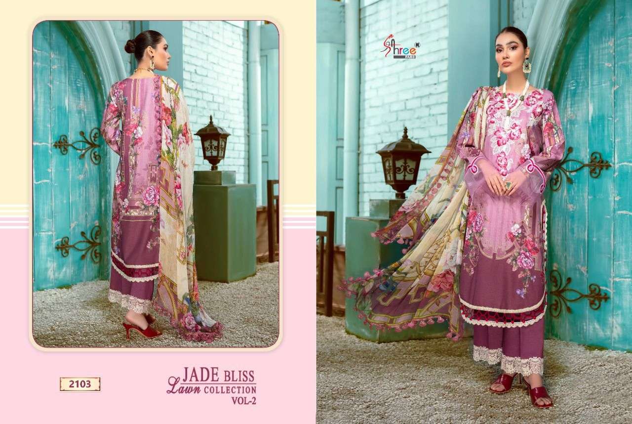 SHREE FABS JADE BLISS  LAWN COLLECTION VOL 2 PURE COTTON EMBRODERY WORK PAKISTANI SALWAR KAMEEZ SUPPLIER IN SURAT MARKET 