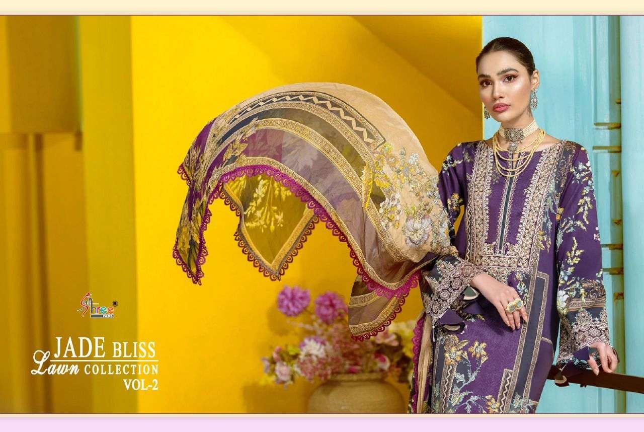 SHREE FABS JADE BLISS  LAWN COLLECTION VOL 2 PURE COTTON EMBRODERY WORK PAKISTANI SALWAR KAMEEZ SUPPLIER IN SURAT MARKET 