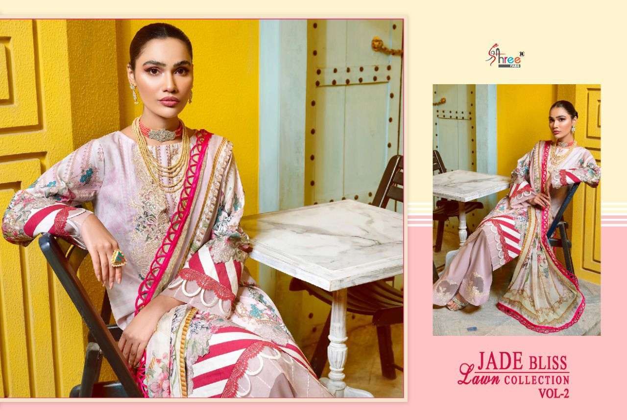 SHREE FABS JADE BLISS  LAWN COLLECTION VOL 2 PURE COTTON EMBRODERY WORK PAKISTANI SALWAR KAMEEZ SUPPLIER IN SURAT MARKET 
