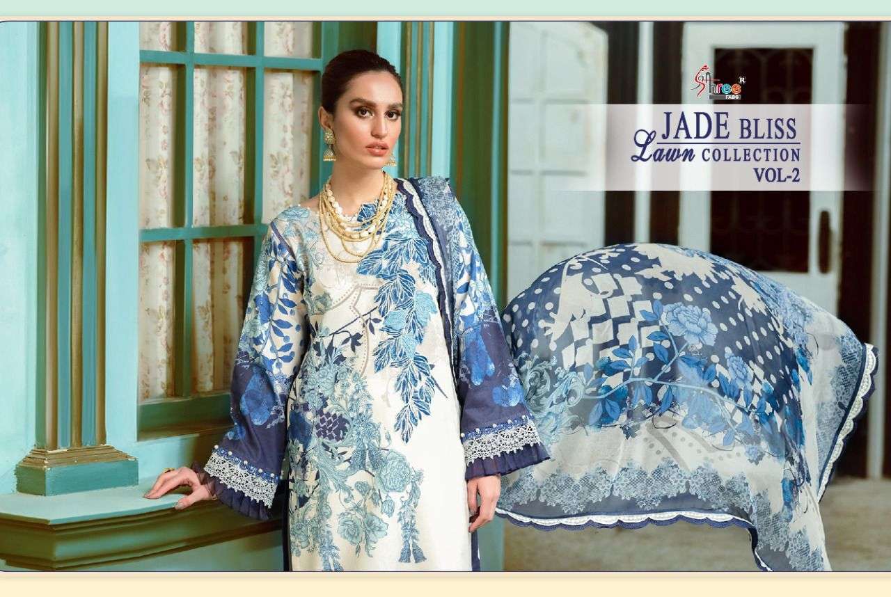 SHREE FABS JADE BLISS  LAWN COLLECTION VOL 2 PURE COTTON EMBRODERY WORK PAKISTANI SALWAR KAMEEZ SUPPLIER IN SURAT MARKET 