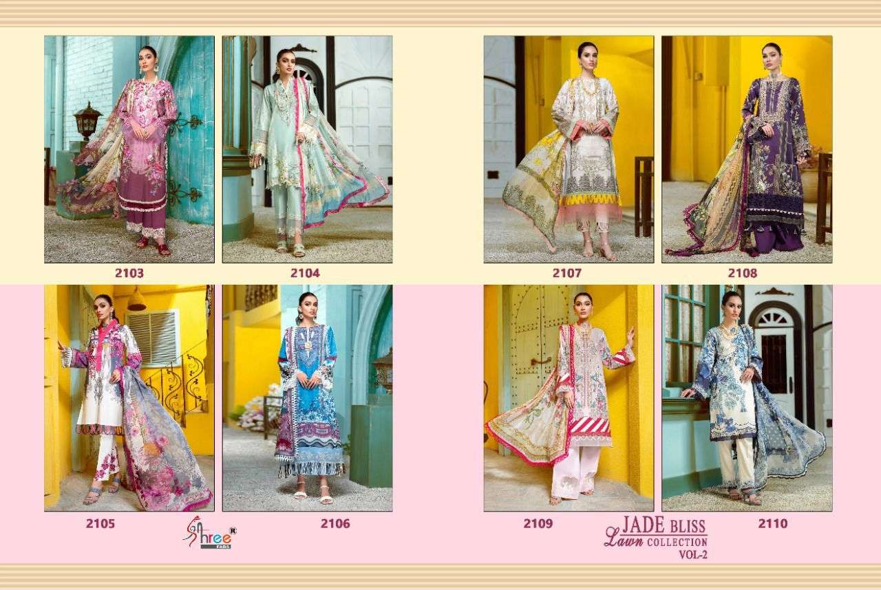 SHREE FABS JADE BLISS  LAWN COLLECTION VOL 2 PURE COTTON EMBRODERY WORK PAKISTANI SALWAR KAMEEZ SUPPLIER IN SURAT MARKET 