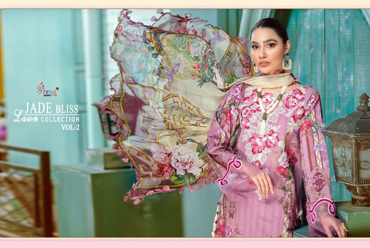 SHREE FABS JADE BLISS  LAWN COLLECTION VOL 2 PURE COTTON EMBRODERY WORK PAKISTANI SALWAR KAMEEZ SUPPLIER IN SURAT MARKET 