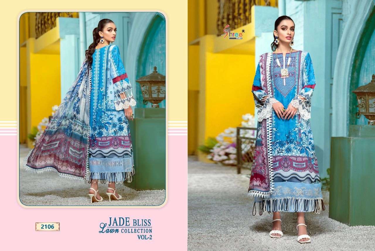 SHREE FABS JADE BLISS  LAWN COLLECTION VOL 2 PURE COTTON EMBRODERY WORK PAKISTANI SALWAR KAMEEZ SUPPLIER IN SURAT MARKET 