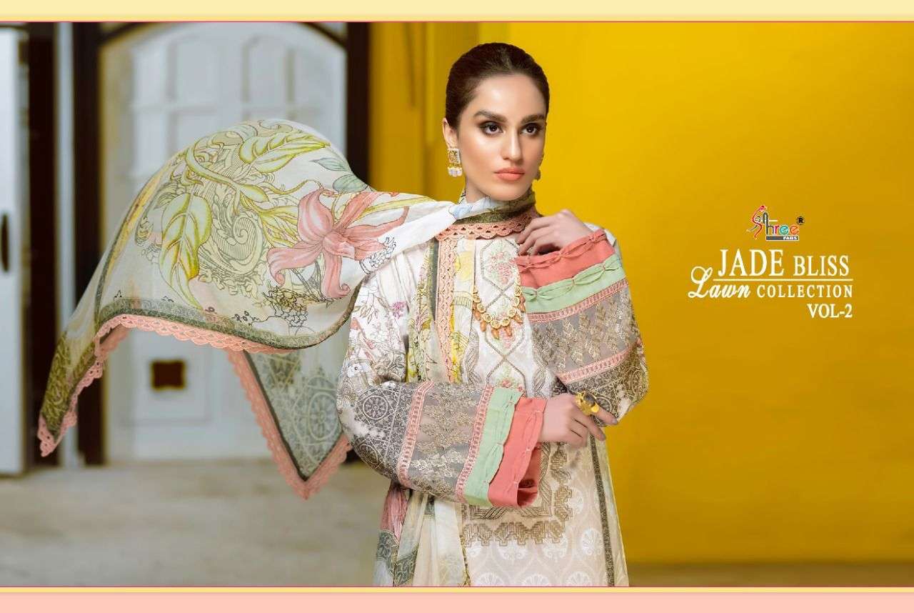 SHREE FABS JADE BLISS  LAWN COLLECTION VOL 2 PURE COTTON EMBRODERY WORK PAKISTANI SALWAR KAMEEZ SUPPLIER IN SURAT MARKET 