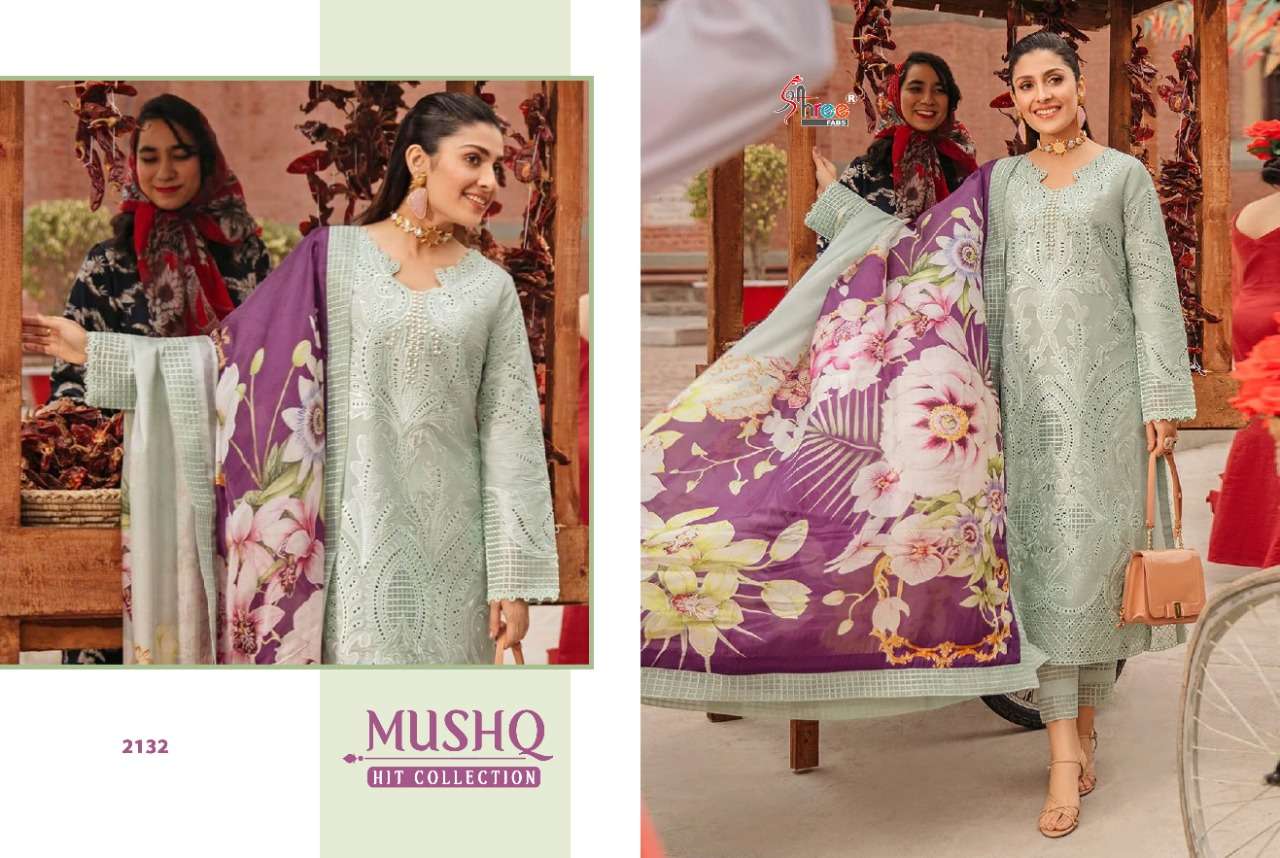 SHREE FABS MUSHQ  COTTON WITH SELF EMBRODERY WORK PAKISTANI SUIT CATALOGUE 