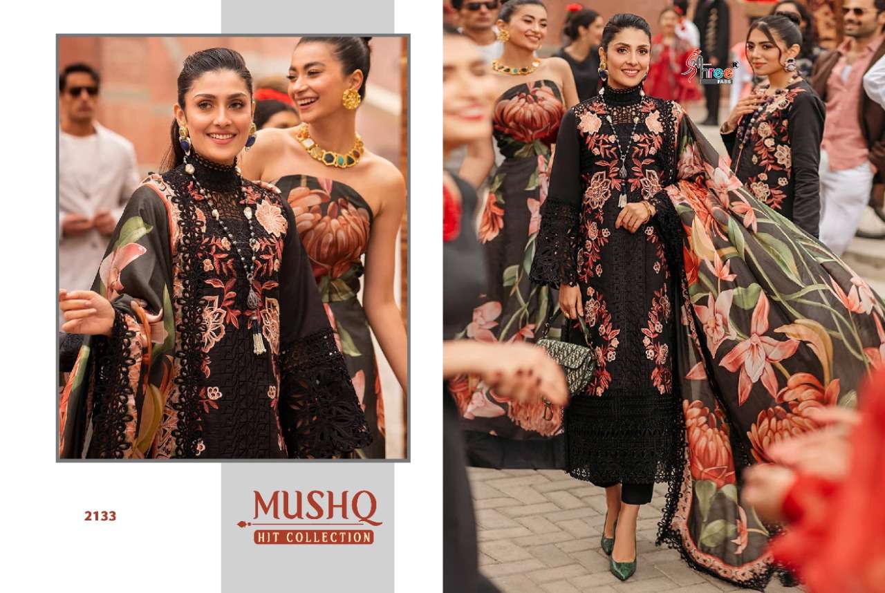 SHREE FABS MUSHQ  COTTON WITH SELF EMBRODERY WORK PAKISTANI SUIT CATALOGUE 