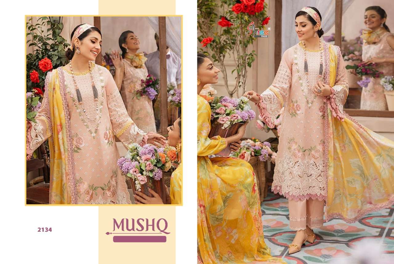 SHREE FABS MUSHQ  COTTON WITH SELF EMBRODERY WORK PAKISTANI SUIT CATALOGUE 