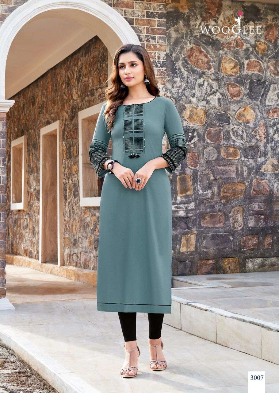 WOOGLEE SALONEE VOL 2  HEAVY RAYON EMBRODERY WORK KURTI SUPPLIER IN SURAT MARKET 