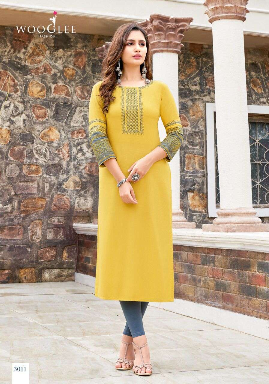 WOOGLEE SALONEE VOL 2  HEAVY RAYON EMBRODERY WORK KURTI SUPPLIER IN SURAT MARKET 