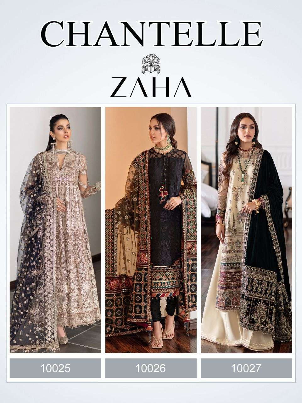 ZAHA CHANTELLE  HEAVY GEORGETTE EMBRODERY WORK PARTY WEAR PAKISTANI SUIT WHOLESALE CATALOGUE 