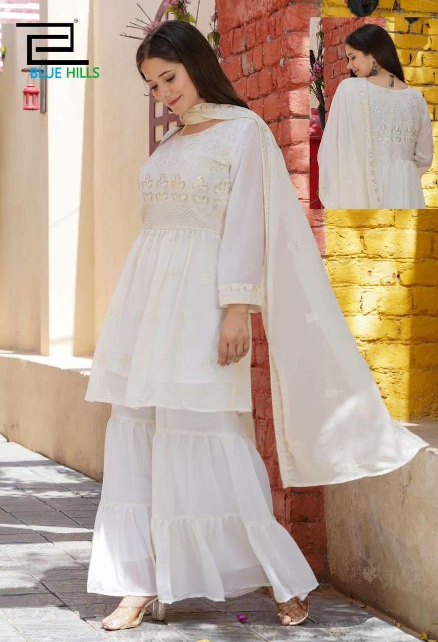 BLUE HILLS WEDDING SEASON VOL 2 FAUX GEORGETTE BOTH SIDE EMBRODERY WORK STITCHED SALWAR KAMEEZ WHOLESALE CATALOGUE 