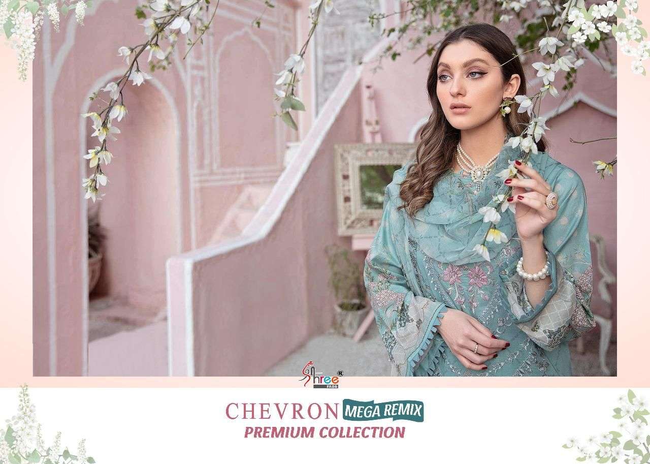 SHREE FABS CHEVRON MEGHA REMIX  PURE COTTON EMBRODERY SELF EMBRODERY WORK PAKISTANI SALWAR KAMEEZ WHOLESALE CATALOGUE 