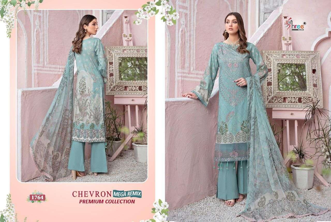 SHREE FABS CHEVRON MEGHA REMIX  PURE COTTON EMBRODERY SELF EMBRODERY WORK PAKISTANI SALWAR KAMEEZ WHOLESALE CATALOGUE 