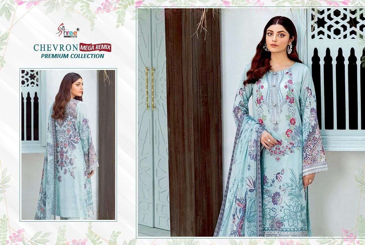 SHREE FABS CHEVRON MEGHA REMIX  PURE COTTON EMBRODERY SELF EMBRODERY WORK PAKISTANI SALWAR KAMEEZ WHOLESALE CATALOGUE 