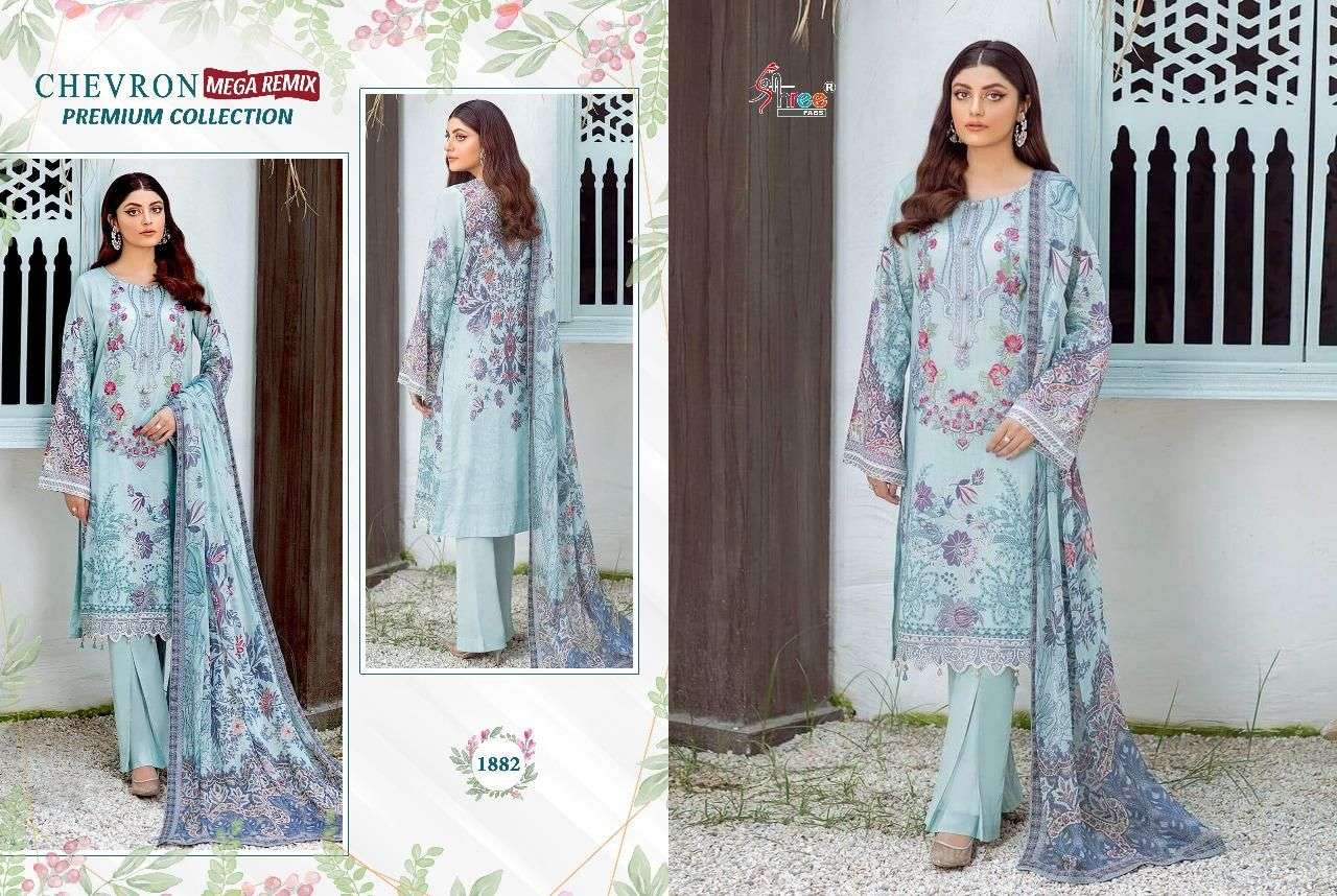 SHREE FABS CHEVRON MEGHA REMIX  PURE COTTON EMBRODERY SELF EMBRODERY WORK PAKISTANI SALWAR KAMEEZ WHOLESALE CATALOGUE 