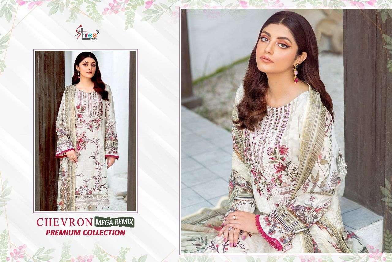 SHREE FABS CHEVRON MEGHA REMIX  PURE COTTON EMBRODERY SELF EMBRODERY WORK PAKISTANI SALWAR KAMEEZ WHOLESALE CATALOGUE 