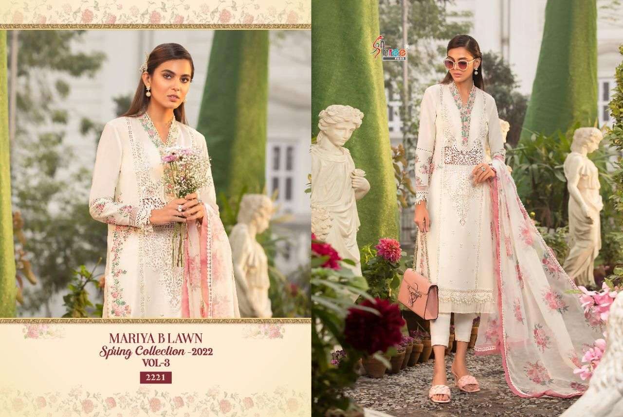 SHREE FABS MARIA B LAWN SPRING COLLECTION 2022 VOL 3 PURE LAWN WITH HEAVY EMBRODERY WORK PAKISTANI SALWAR KAMEEZ WHOLESALE CATALOGUE 