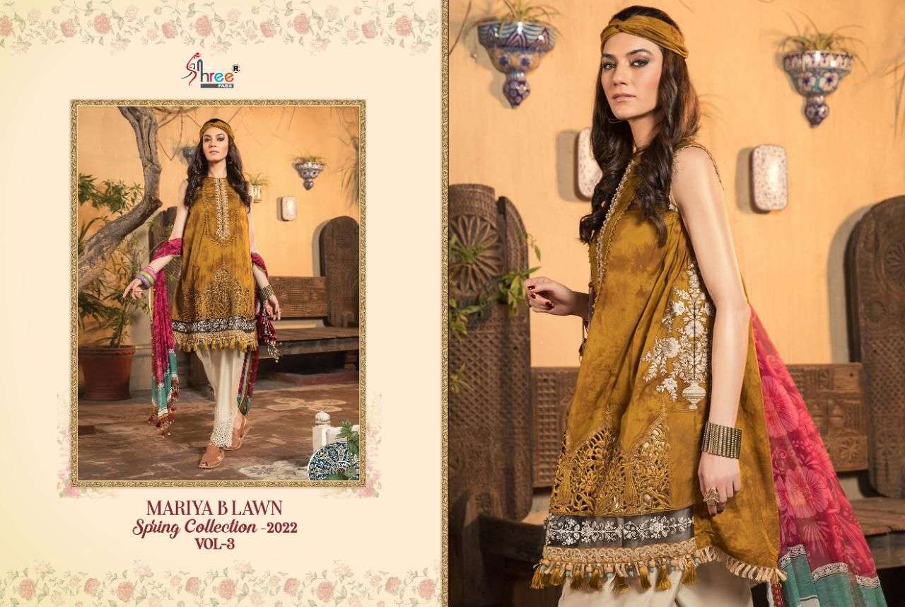 SHREE FABS MARIA B LAWN SPRING COLLECTION 2022 VOL 3 PURE LAWN WITH HEAVY EMBRODERY WORK PAKISTANI SALWAR KAMEEZ WHOLESALE CATALOGUE 
