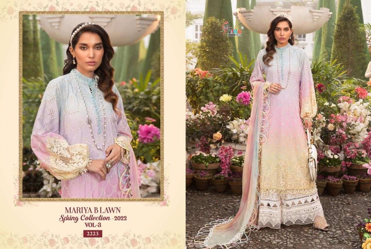 SHREE FABS MARIA B LAWN SPRING COLLECTION 2022 VOL 3 PURE LAWN WITH HEAVY EMBRODERY WORK PAKISTANI SALWAR KAMEEZ WHOLESALE CATALOGUE 