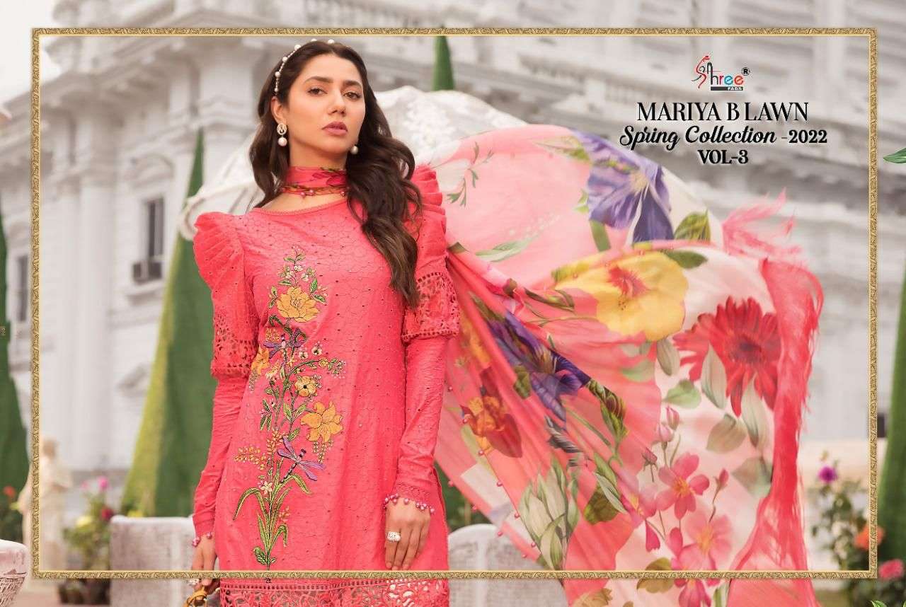 SHREE FABS MARIA B LAWN SPRING COLLECTION 2022 VOL 3 PURE LAWN WITH HEAVY EMBRODERY WORK PAKISTANI SALWAR KAMEEZ WHOLESALE CATALOGUE 