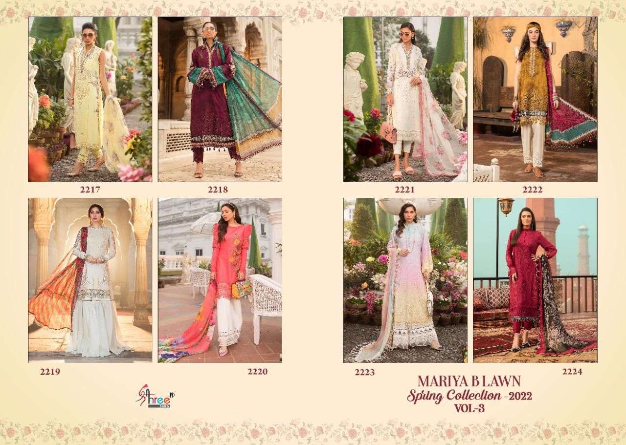 SHREE FABS MARIA B LAWN SPRING COLLECTION 2022 VOL 3 PURE LAWN WITH HEAVY EMBRODERY WORK PAKISTANI SALWAR KAMEEZ WHOLESALE CATALOGUE 