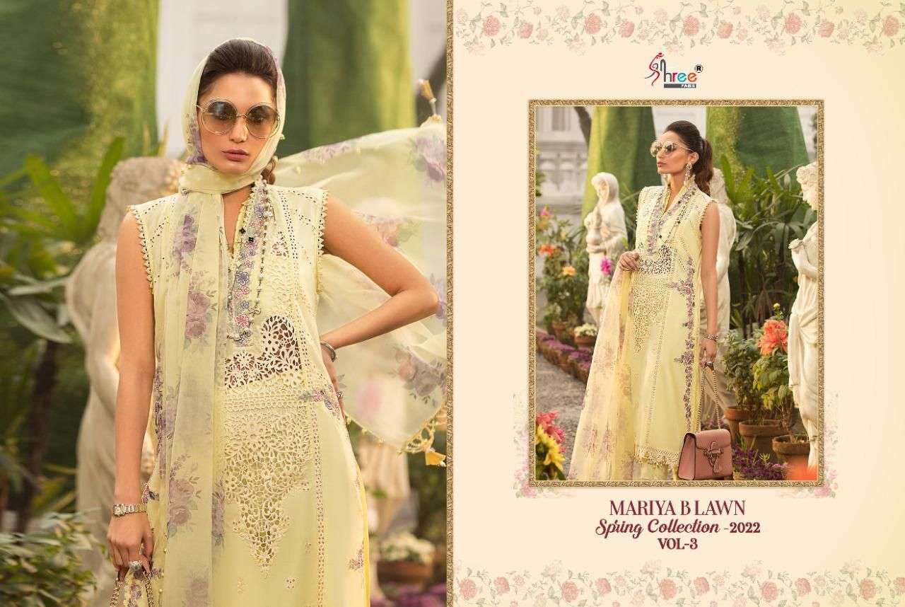 SHREE FABS MARIA B LAWN SPRING COLLECTION 2022 VOL 3 PURE LAWN WITH HEAVY EMBRODERY WORK PAKISTANI SALWAR KAMEEZ WHOLESALE CATALOGUE 