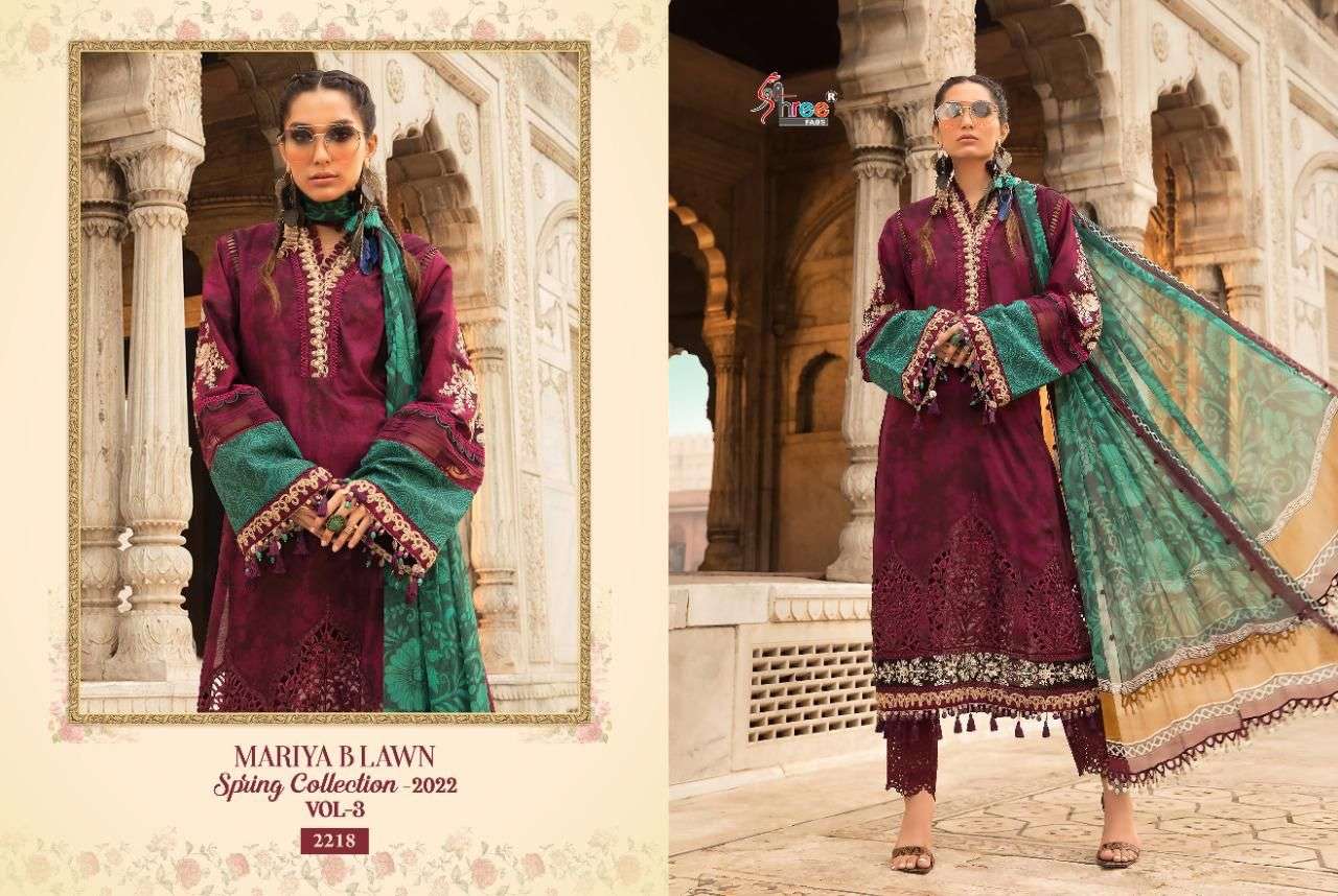SHREE FABS MARIA B LAWN SPRING COLLECTION 2022 VOL 3 PURE LAWN WITH HEAVY EMBRODERY WORK PAKISTANI SALWAR KAMEEZ WHOLESALE CATALOGUE 