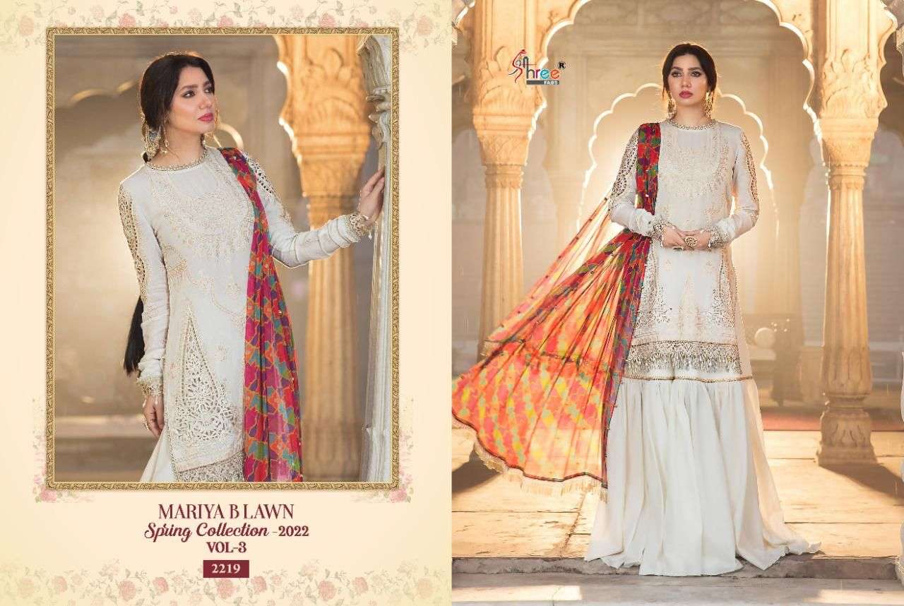 SHREE FABS MARIA B LAWN SPRING COLLECTION 2022 VOL 3 PURE LAWN WITH HEAVY EMBRODERY WORK PAKISTANI SALWAR KAMEEZ WHOLESALE CATALOGUE 