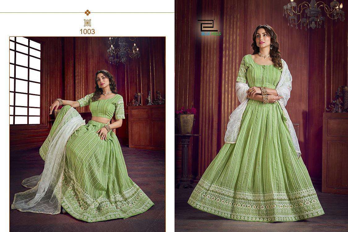 BLUE HILLS MOON WALK GEORGETTE CIPLY WORK DESIGNER LENGHA CHOLI SUPPLIER IN SURAT MARKET 