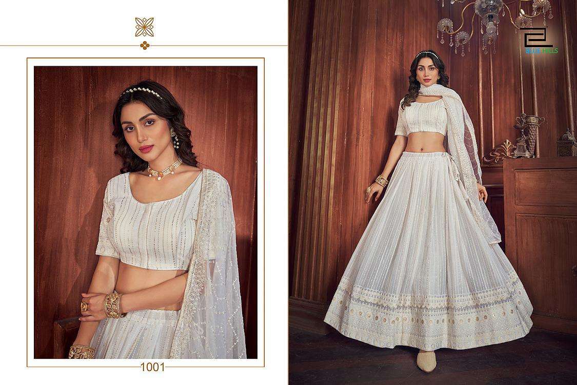 BLUE HILLS MOON WALK GEORGETTE CIPLY WORK DESIGNER LENGHA CHOLI SUPPLIER IN SURAT MARKET 