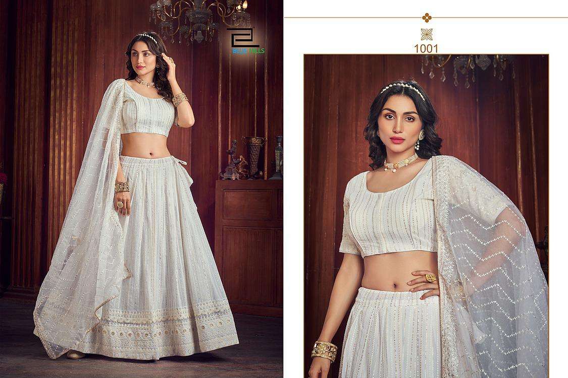 BLUE HILLS MOON WALK GEORGETTE CIPLY WORK DESIGNER LENGHA CHOLI SUPPLIER IN SURAT MARKET 