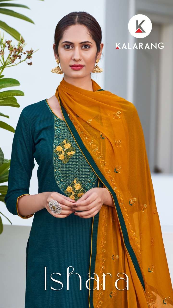 KALARANG ISHARA PARAMPARA SILK EMBROIDERY WORK SALWAR KAMEEZWHOLESALE CATALOGUE 