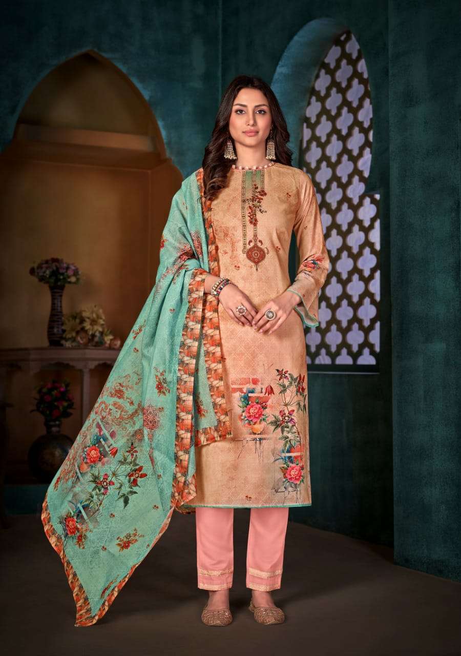 BEMITEX CORAL CAMBRIC COTTON DIGITAL PRINTED UNSTITCHED LATEST SALWAR KAMEEZ 