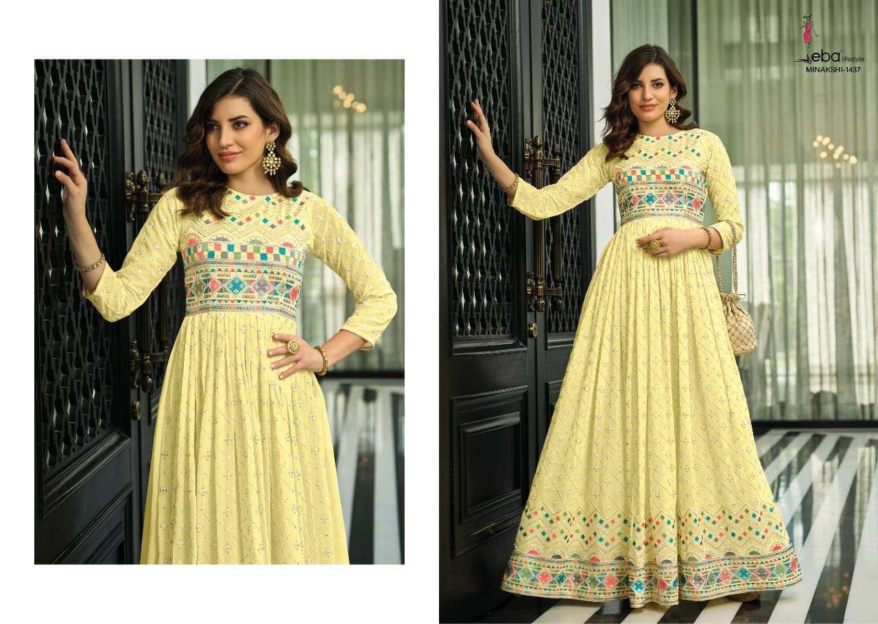 EBA LIFESTYLE MINAKSHI GEORGETTE WITH HEAVY EMBRODERY WORK PARTY GOWN EXPORTER IN INDIA 