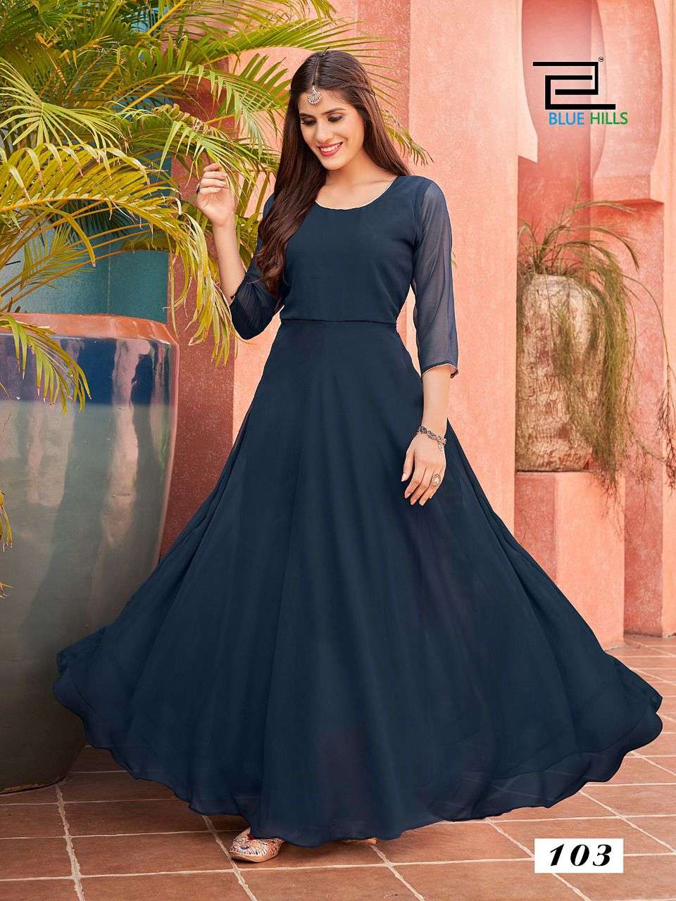 blue hills ginisha 101 to 105 series georgette long gown wholesale rate 4 2022 08 26 18 02 57