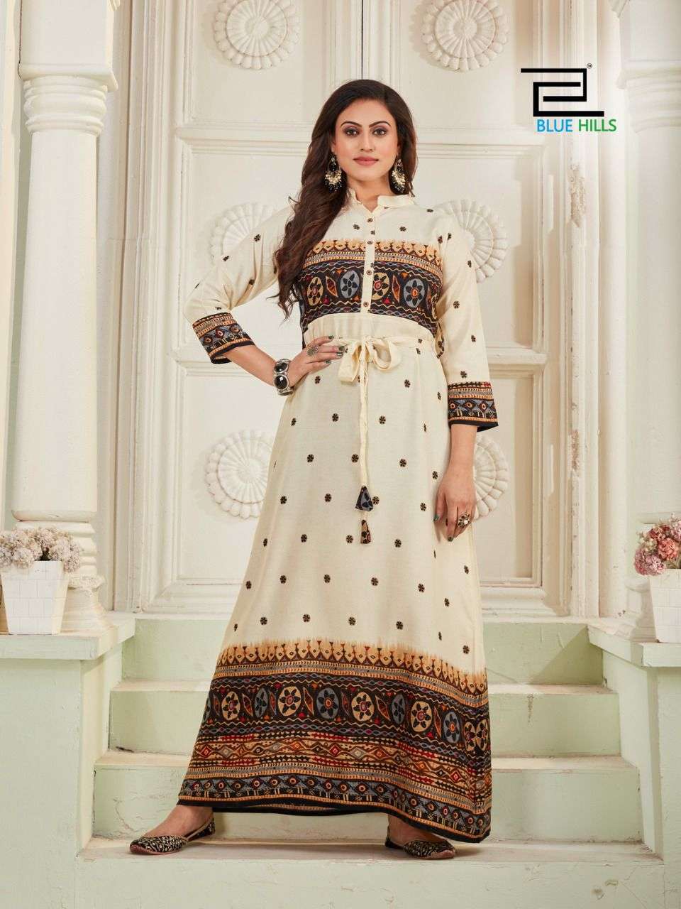 BLUE HILSS WALKWAY TOUCH VOL 1 1001 TO 1004 SERIES RAYON LONG GOWN CATALOGUE