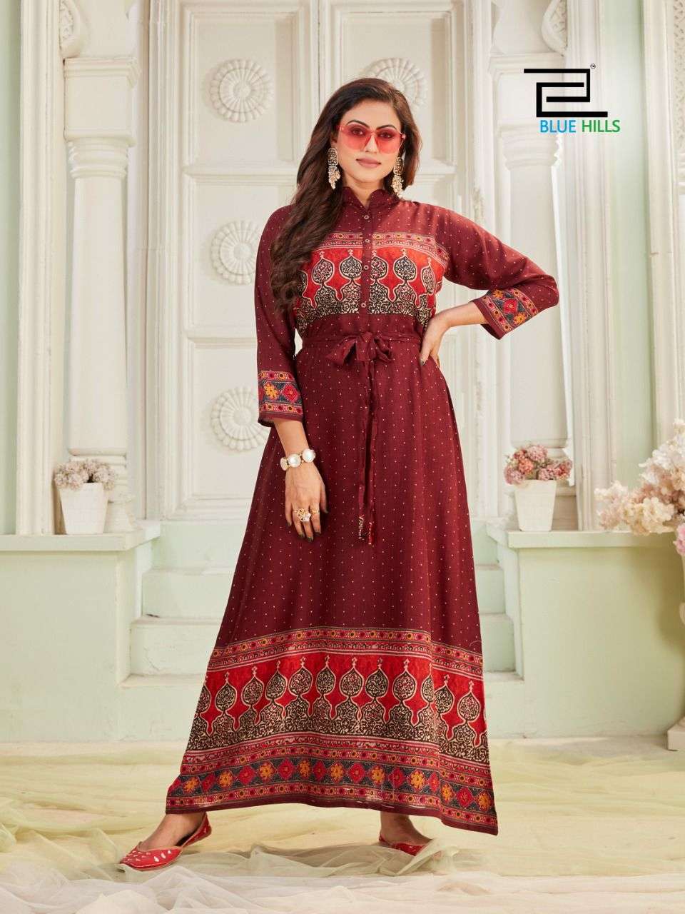 BLUE HILSS WALKWAY TOUCH VOL 1 1001 TO 1004 SERIES RAYON LONG GOWN CATALOGUE