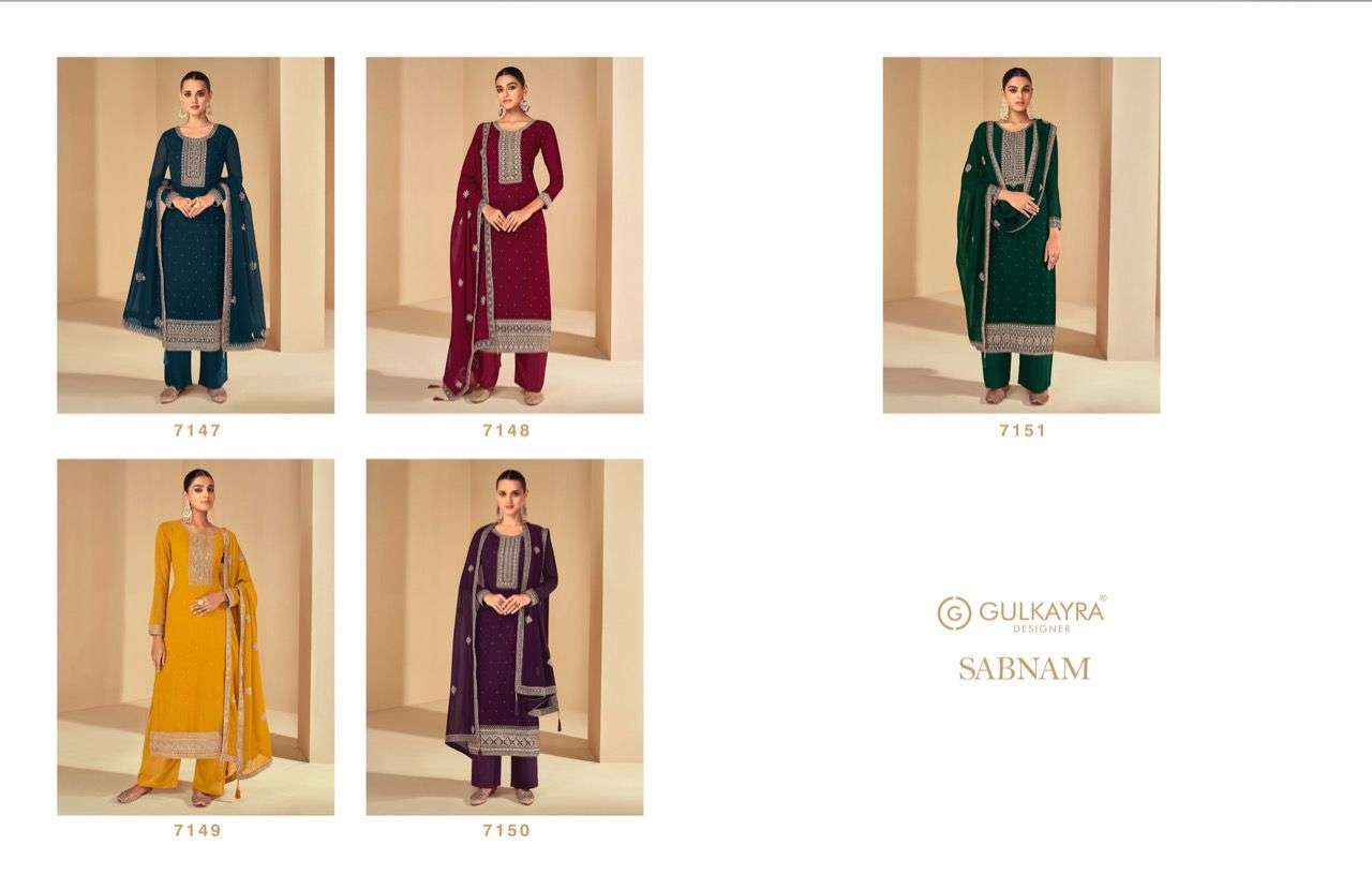 GULKAYRA DESIGNER SABNAM GEORGETTE PARTY WEAR SUITS CATALOGUE