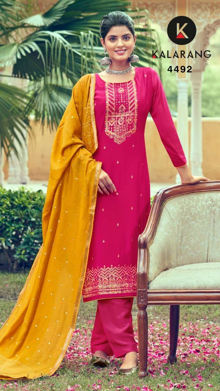 KALARANG DAMINI MUSLIN DOLA JAQUARAD SUIT LATEST CATALOGUE 2022
