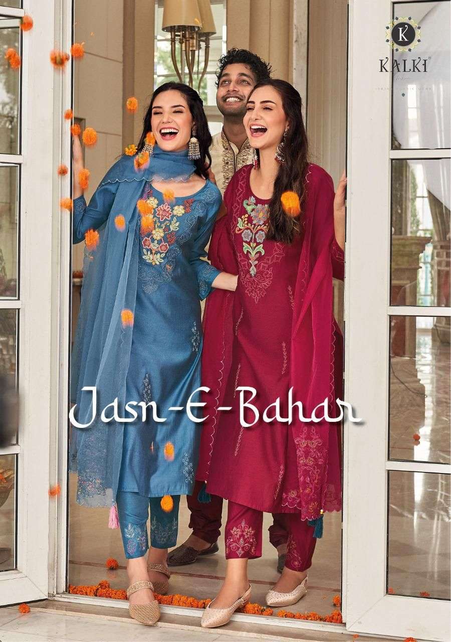 KALKI FASHION JASN E BAHAR 28001 TO 28006 SERIES KURTI PANT WITH DUPATTA LATEST CATALOGUE 
