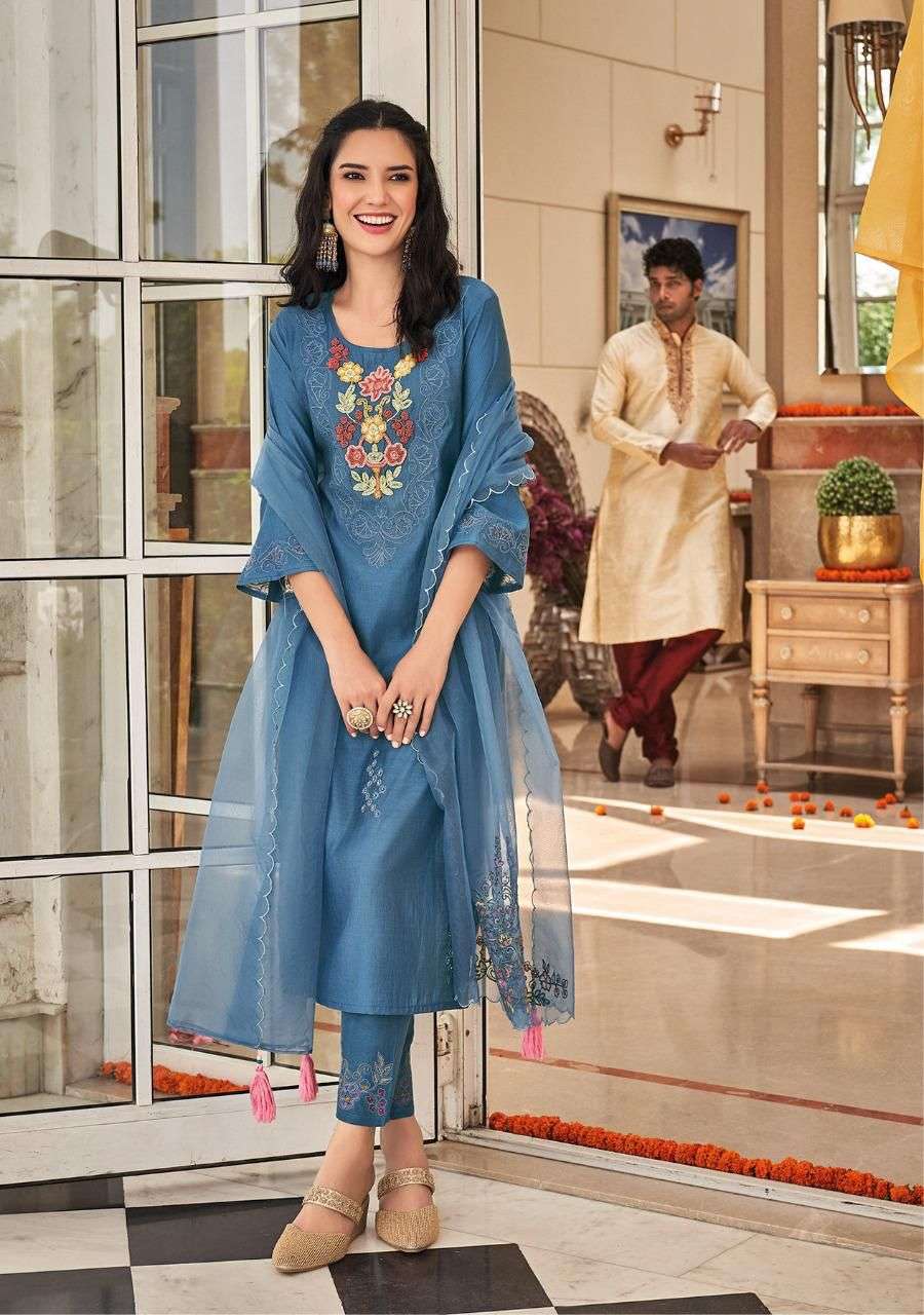 KALKI FASHION JASN E BAHAR 28001 TO 28006 SERIES KURTI PANT WITH DUPATTA LATEST CATALOGUE 