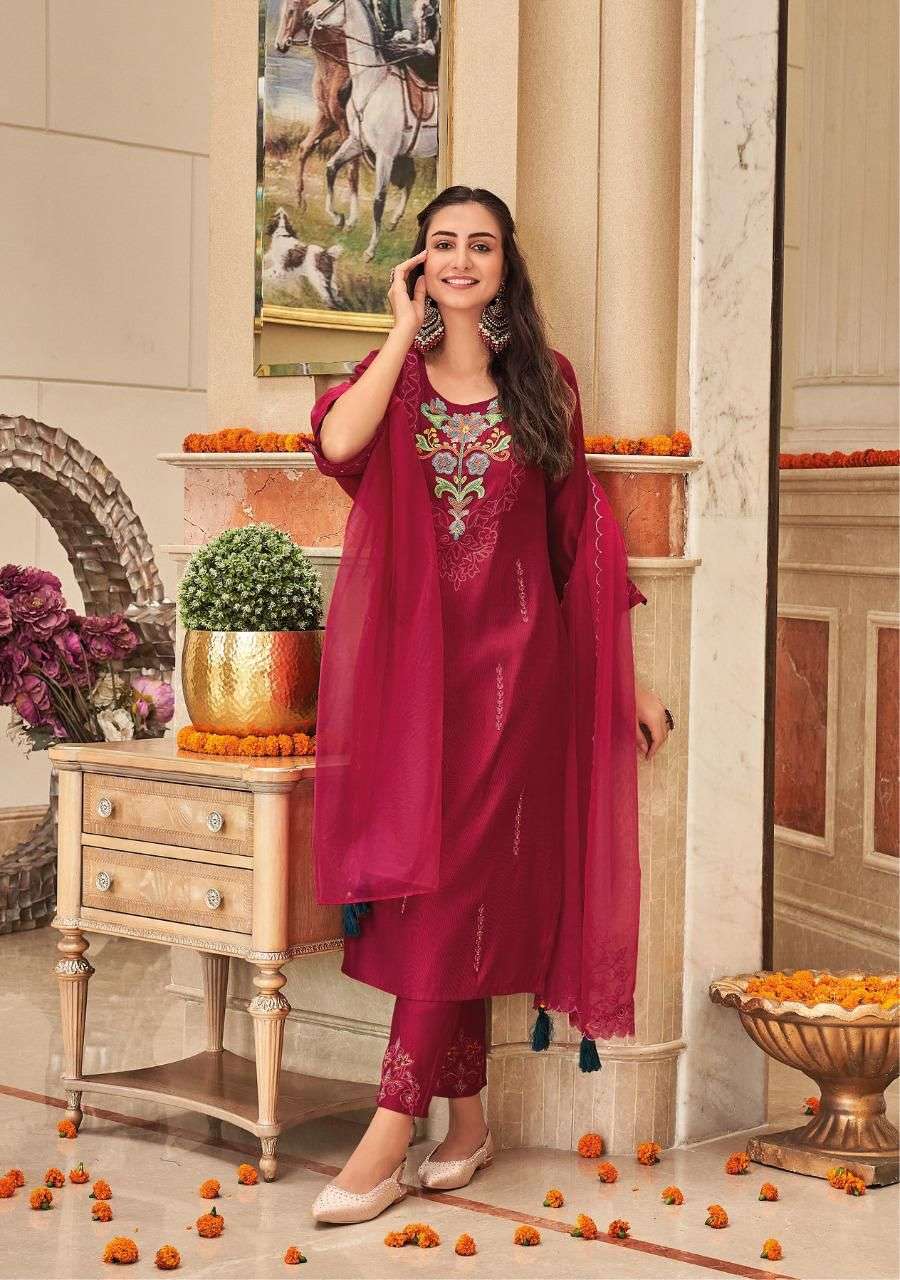 KALKI FASHION JASN E BAHAR 28001 TO 28006 SERIES KURTI PANT WITH DUPATTA LATEST CATALOGUE 