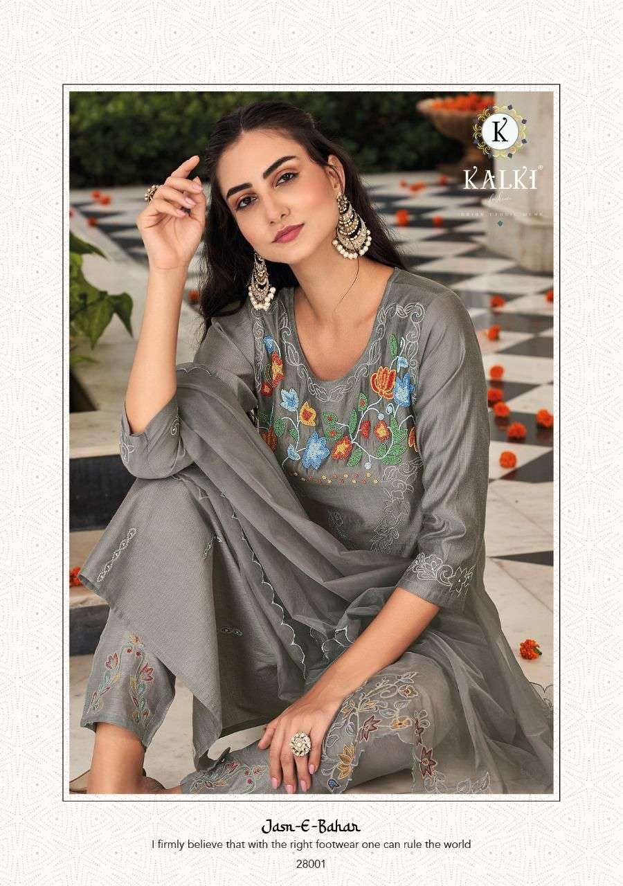 KALKI FASHION JASN E BAHAR 28001 TO 28006 SERIES KURTI PANT WITH DUPATTA LATEST CATALOGUE 
