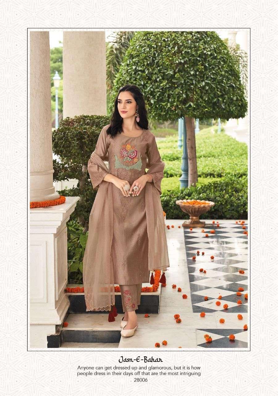 KALKI FASHION JASN E BAHAR 28001 TO 28006 SERIES KURTI PANT WITH DUPATTA LATEST CATALOGUE 