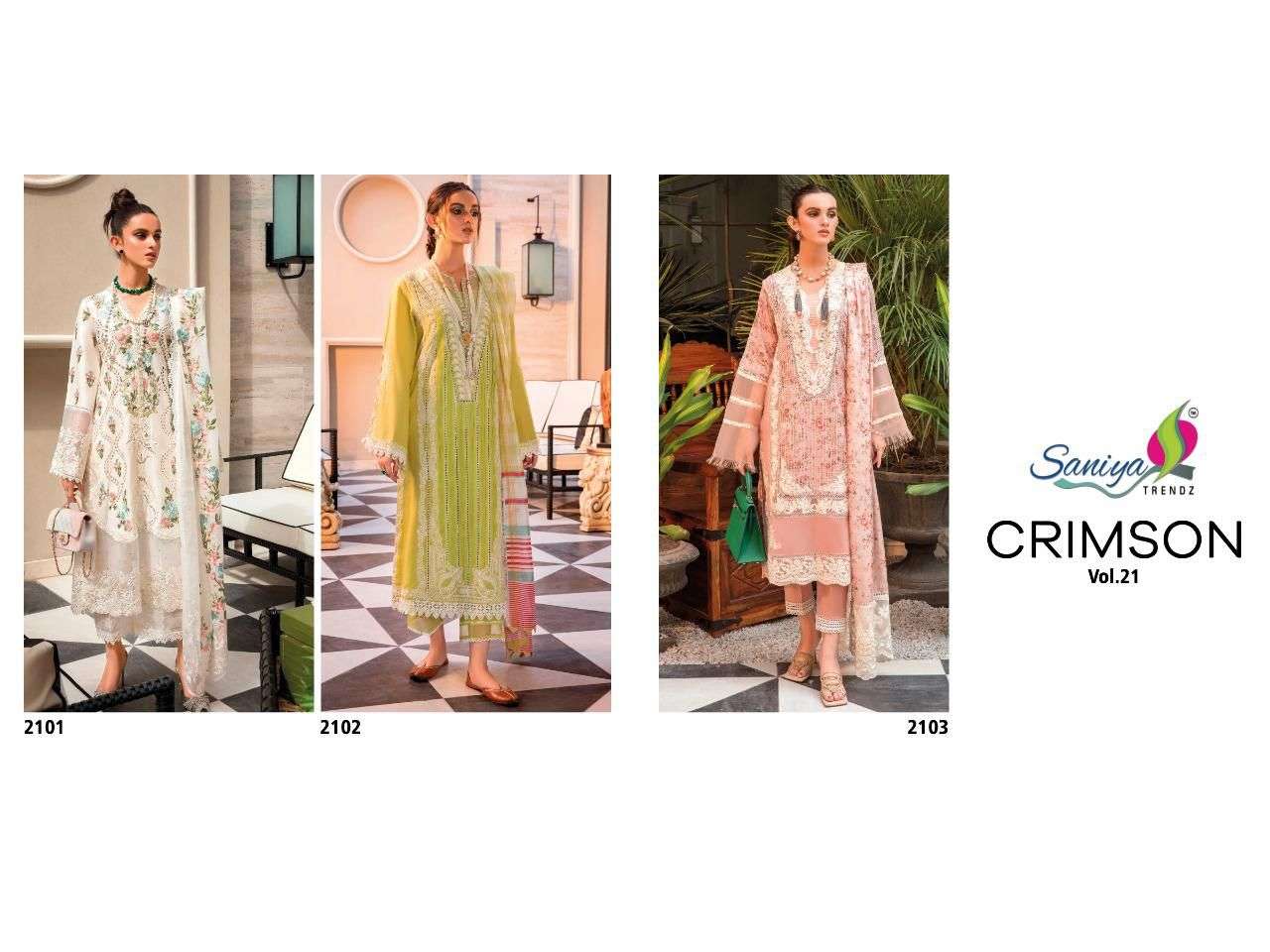 SANIYA TRENDZ CRIMSON VOL 21 CAMRIC PAKISTANI SUIT CATALOGUE 